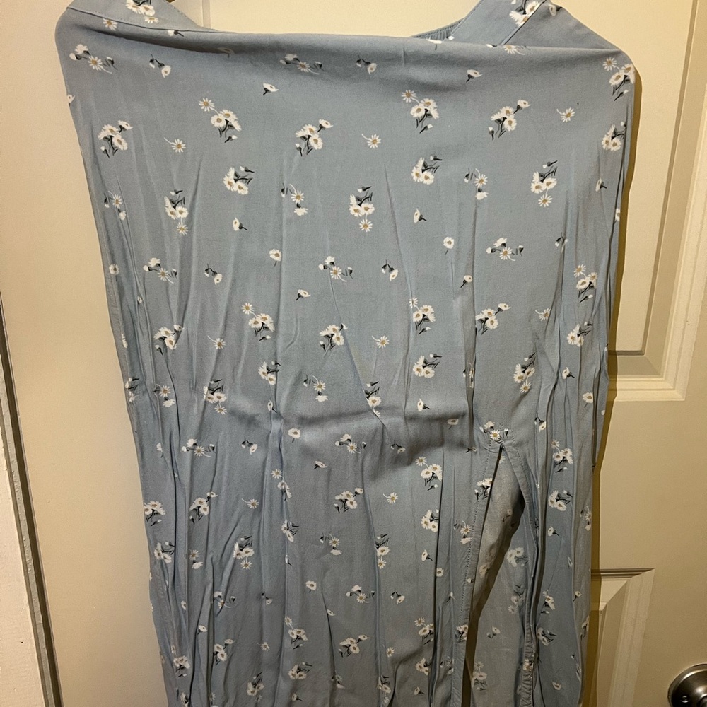 Hollister Blue and White Maxi A-Line Skirt